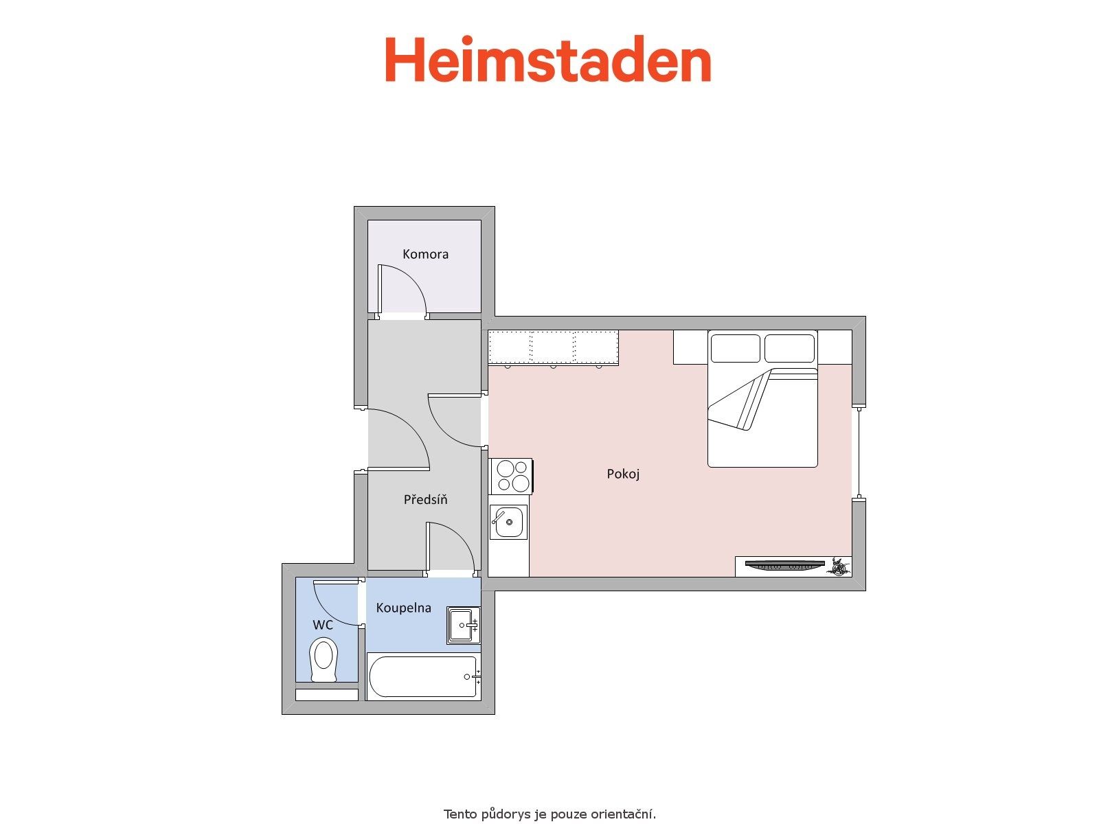 Pronájem bytu 1+kk 17 m² – pohled 5