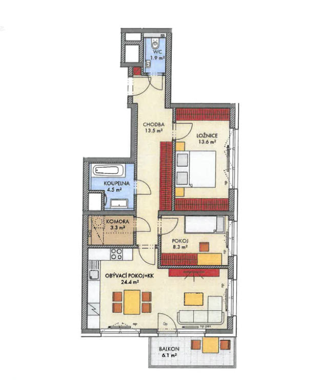 Prodej bytu 3+kk 73 m²