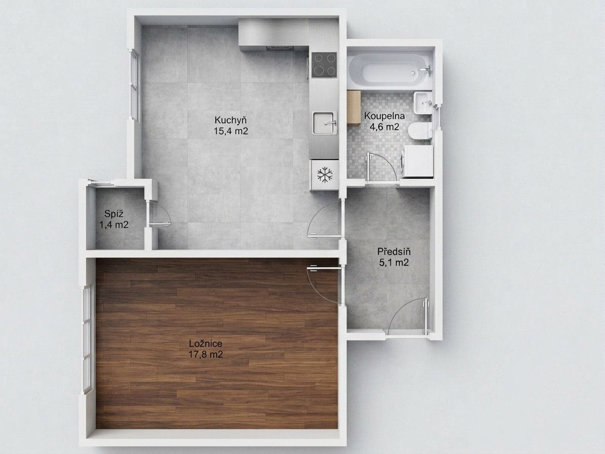 Prodej bytu 2+kk 46 m² — photo 3