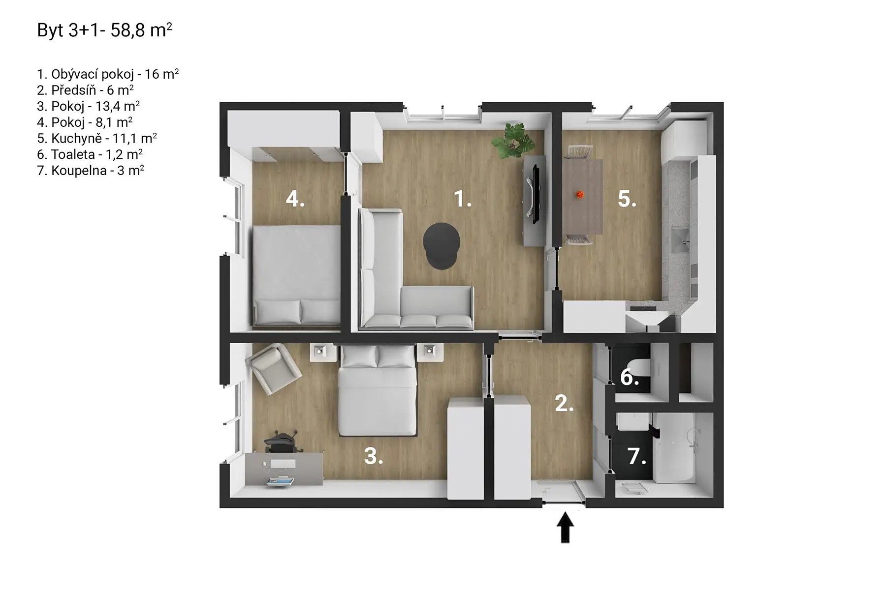 Pronájem bytu 3+1 59 m² — photo 3