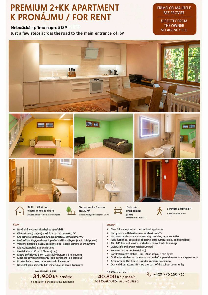 Pronájem bytu 2+kk 70 m²
