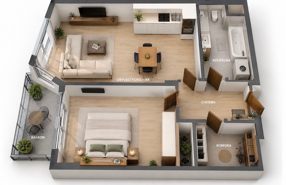 Pronájem bytu 2+kk 60 m²