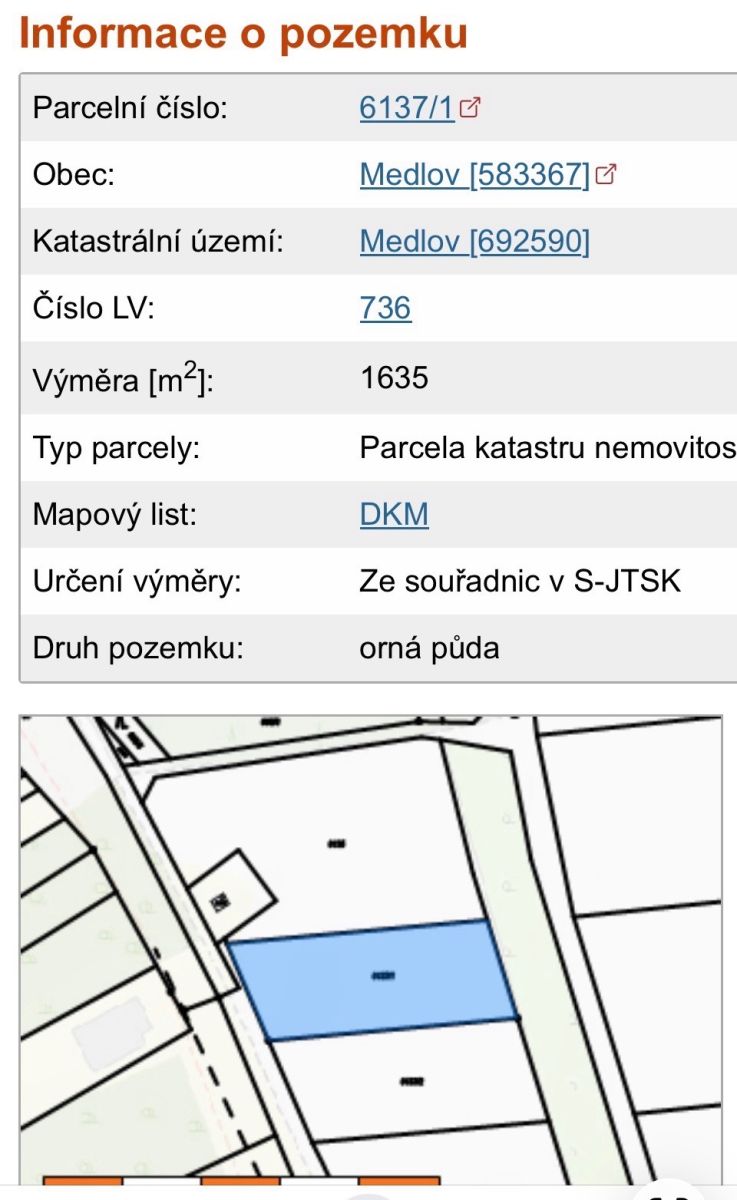 Prodej pozemku 1.635 m²