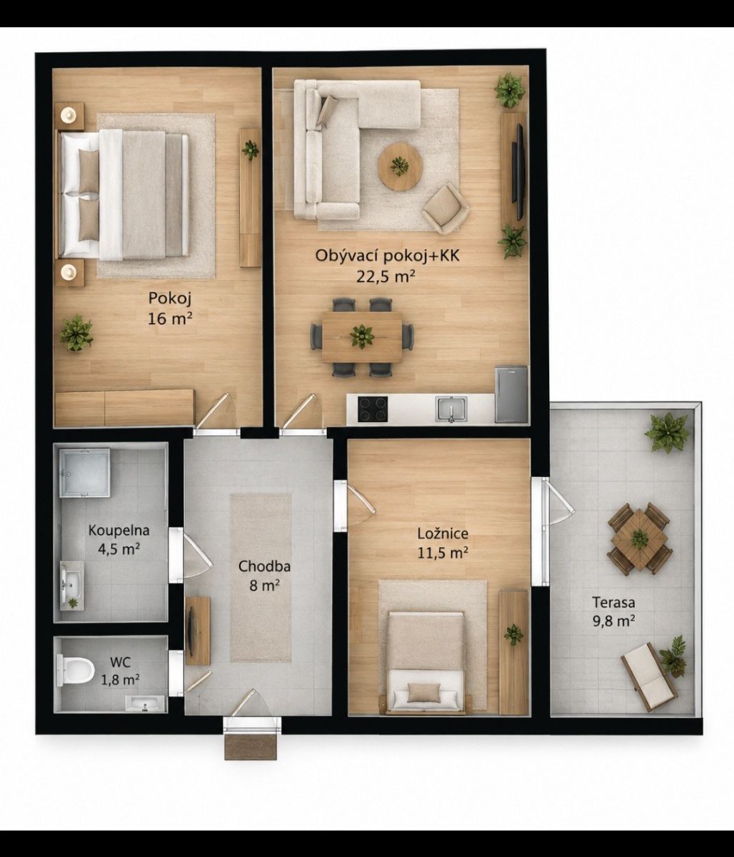 Prodej bytu 3+kk 75 m², Holubice – náhled fotky 4