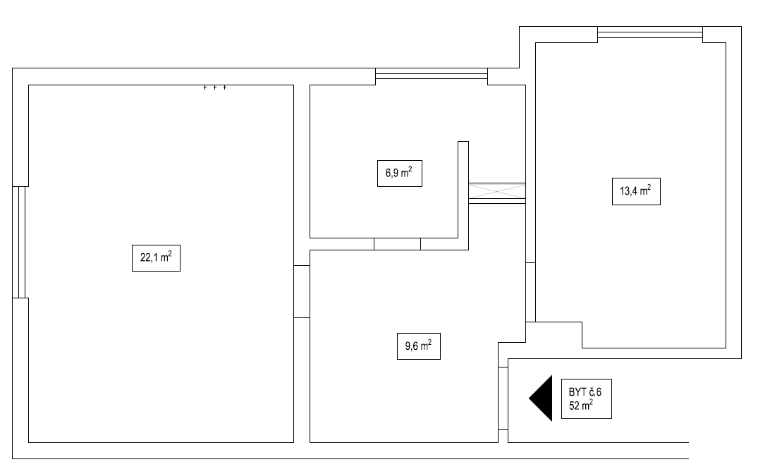 Pronájem bytu 2+kk 52 m² — photo 2