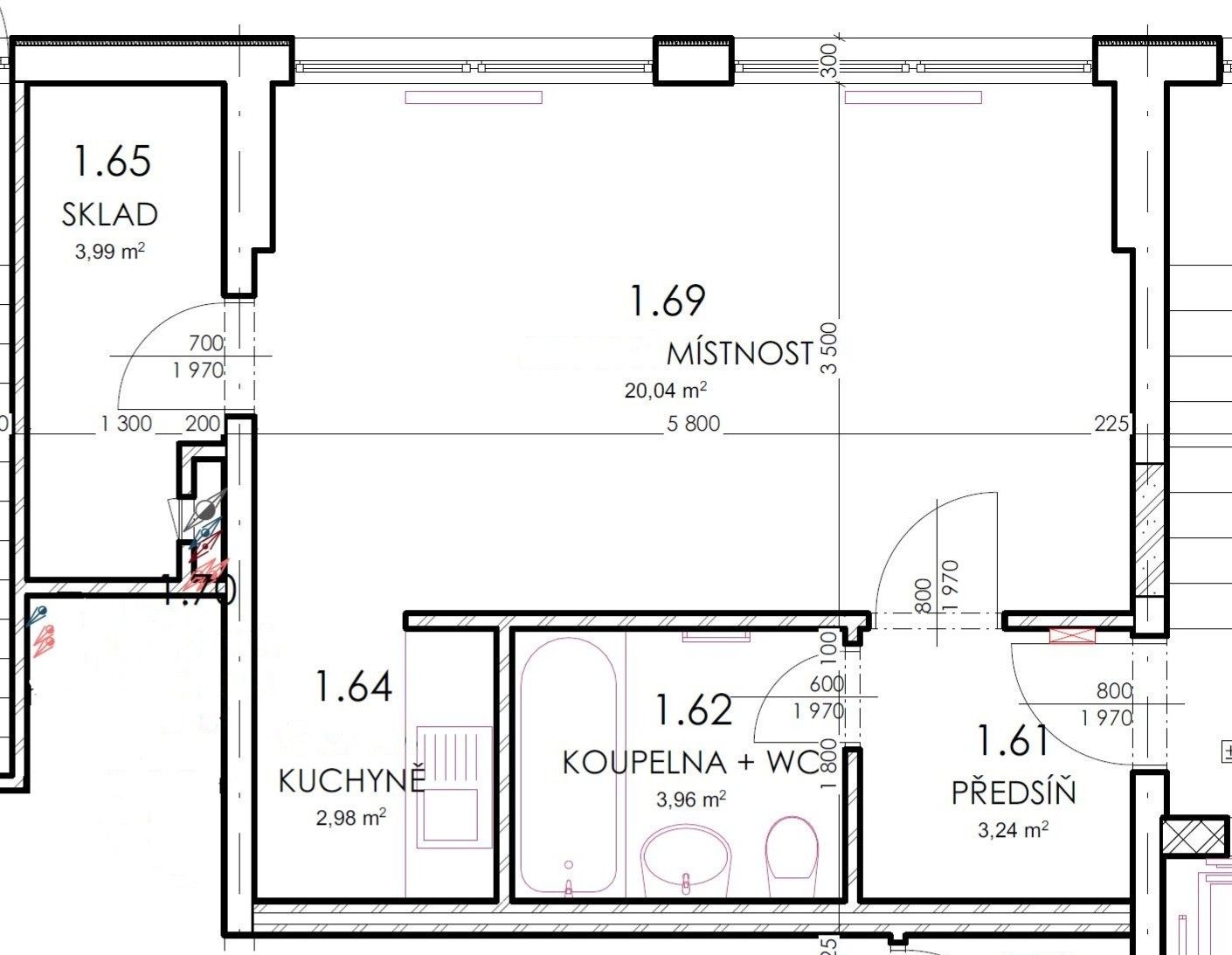 Pronájem bytu 1+kk 34 m²