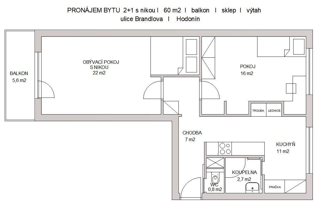 Pronájem bytu 2+1 60 m², Hodonín – náhled fotky 14