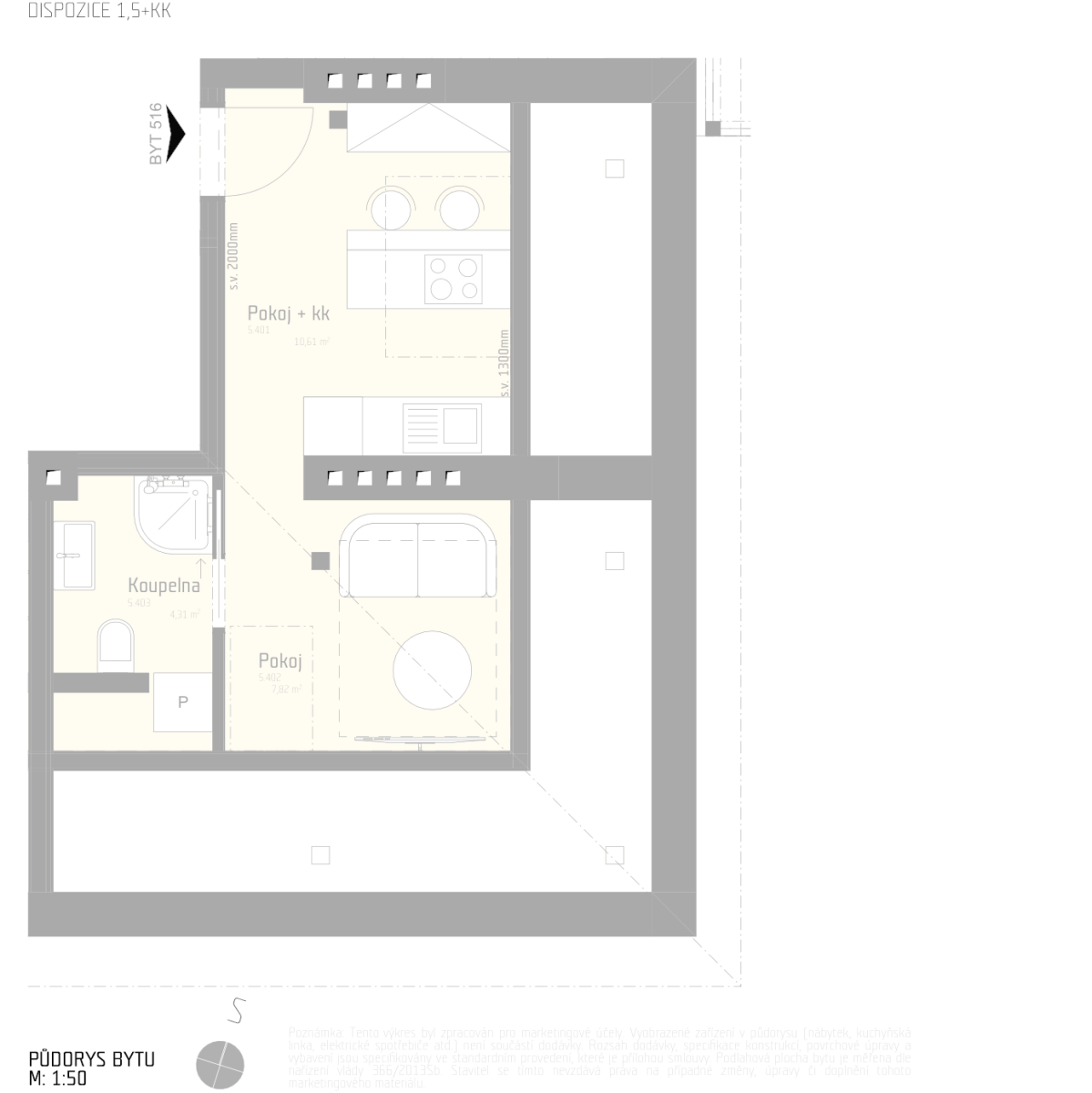 The 2+kk flat for sale, 23 m² (2 of 4)