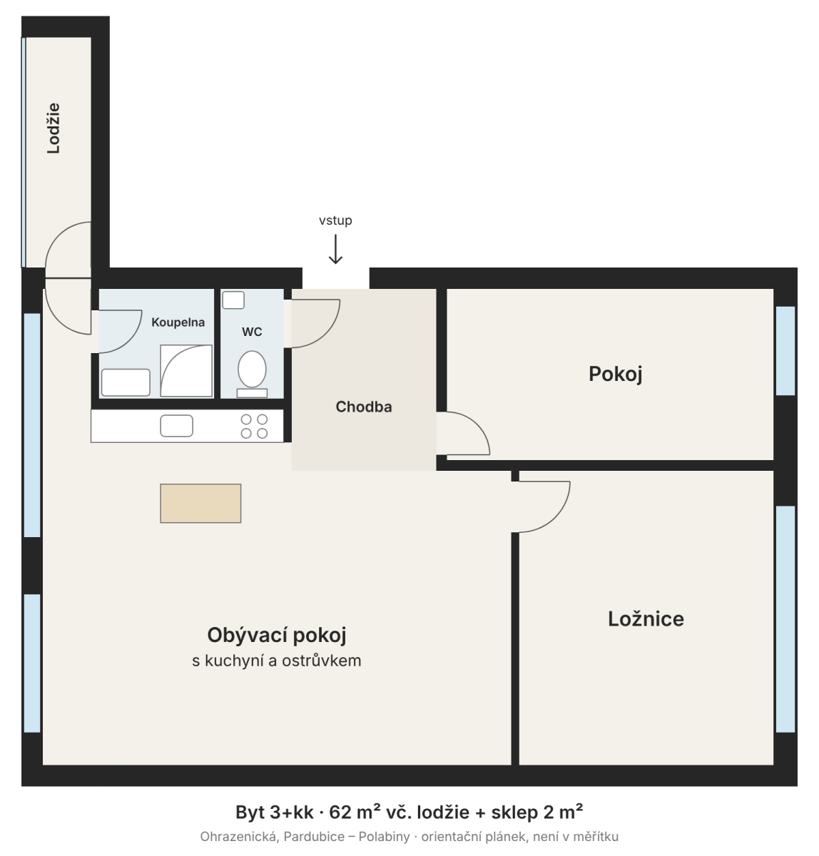 Prodej bytu 3+kk 62 m², Pardubice – náhled fotky 3