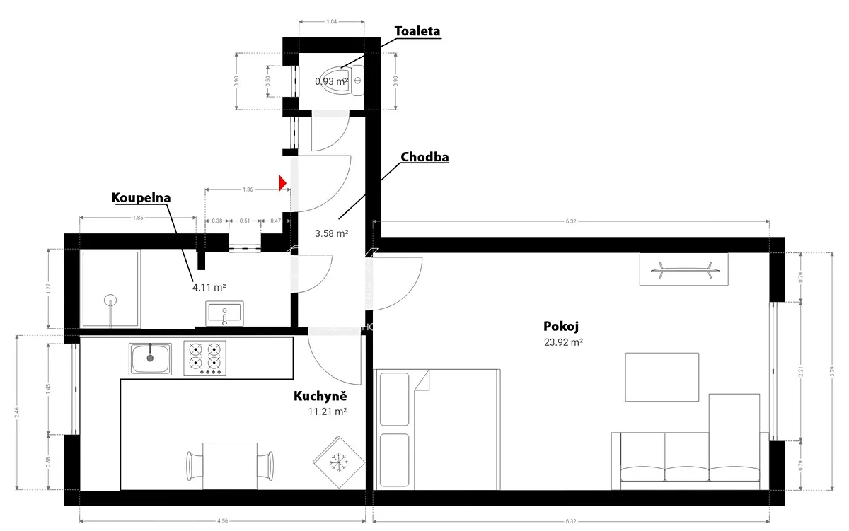 Pronájem bytu 1+1 45 m² — photo 5