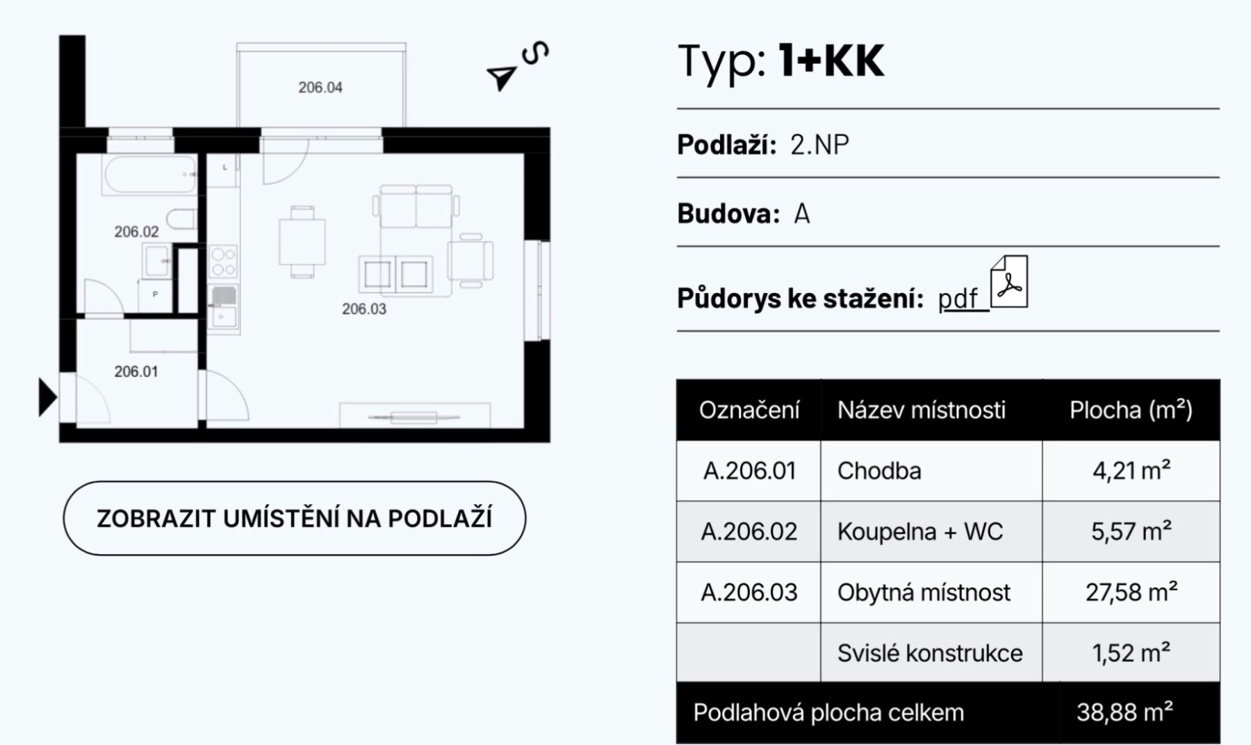 Pronájem bytu 1+kk 39 m² — photo 3