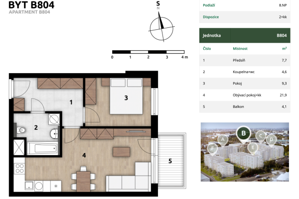Wohnung 2+kk zum Kauf, 46 m² (3 von 5)